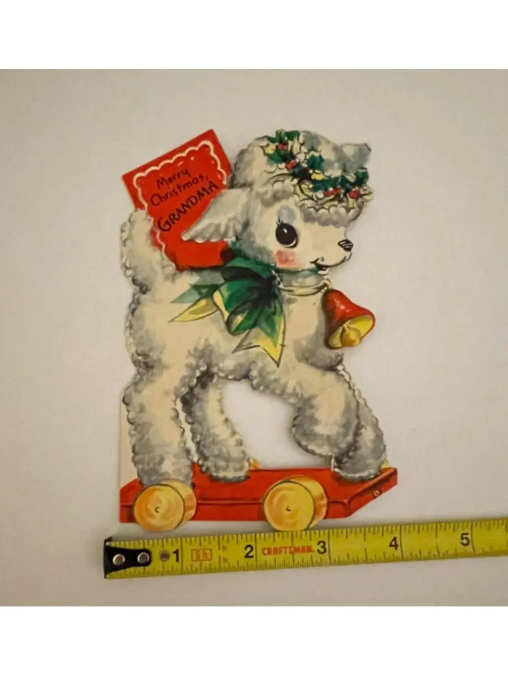 Merry Christmas Grandma Little Felt Lamb Card Christmas Card Vtg Card Hallmark